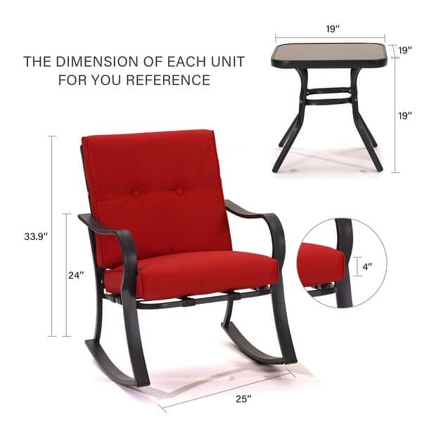3 Piece Outdoor Rocking Bistro Set with Coffee Table Bed Bath
