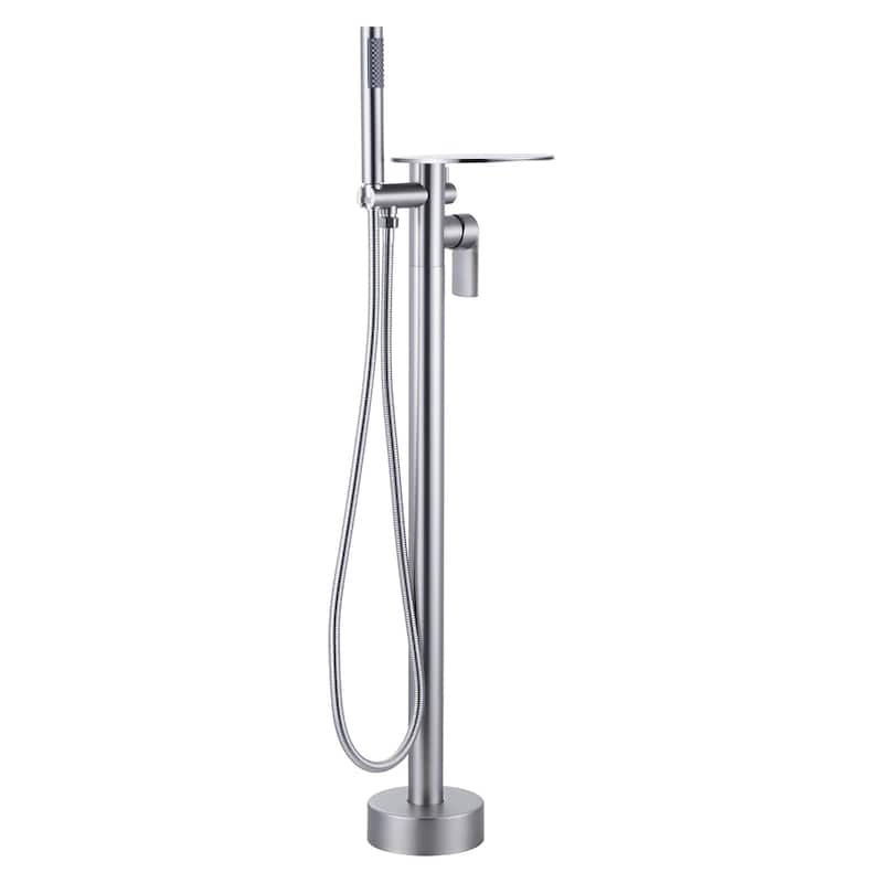 WOWOW Single Handle Floor-Mounted Bathtub Faucet - Brushed Nickel