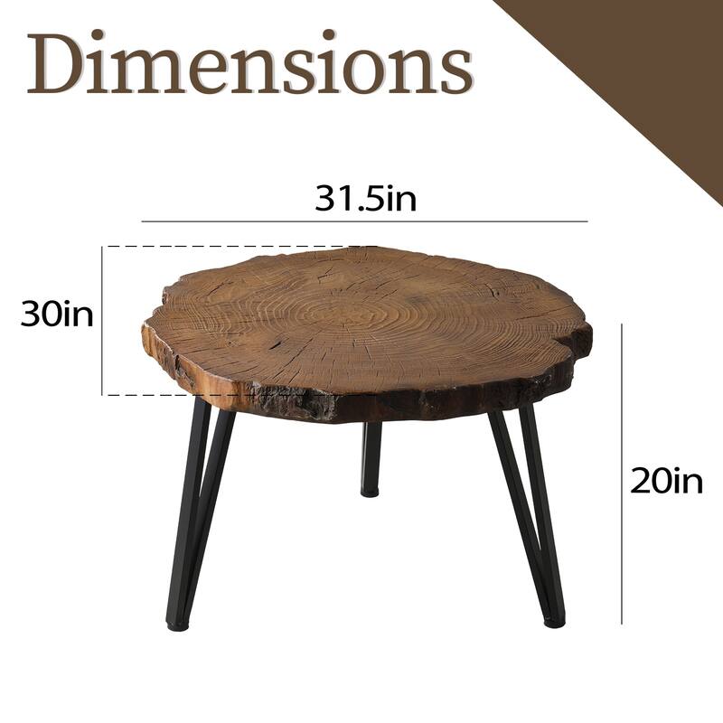 COSIEST Faux Wood Tree-Slice Outdoor Coffee Table