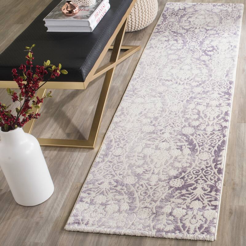SAFAVIEH Passion Hallfridur Vintage Distressed Boho Oriental Rug - 2'2" x 10' Runner - Lavender/Ivory