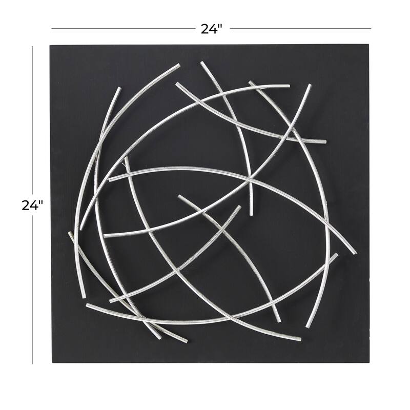 CosmoLiving by Cosmopolitan Metal Overlapping Lines Abstract Wall Decor with Black or White Backing - Black or White