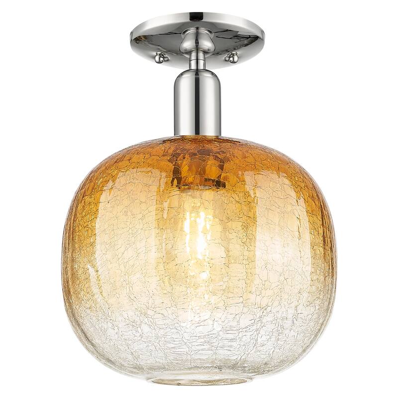 Innovations Lighting Downtown Urban - Brookhaven Sphere - 1 Light 10" Semi-Flush Mount Light - Polished Nickel/Amber Shade