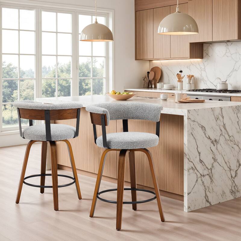 Art Leon Swivel Bar Stool Counter Height Chair with Wood Frame(set of 2)