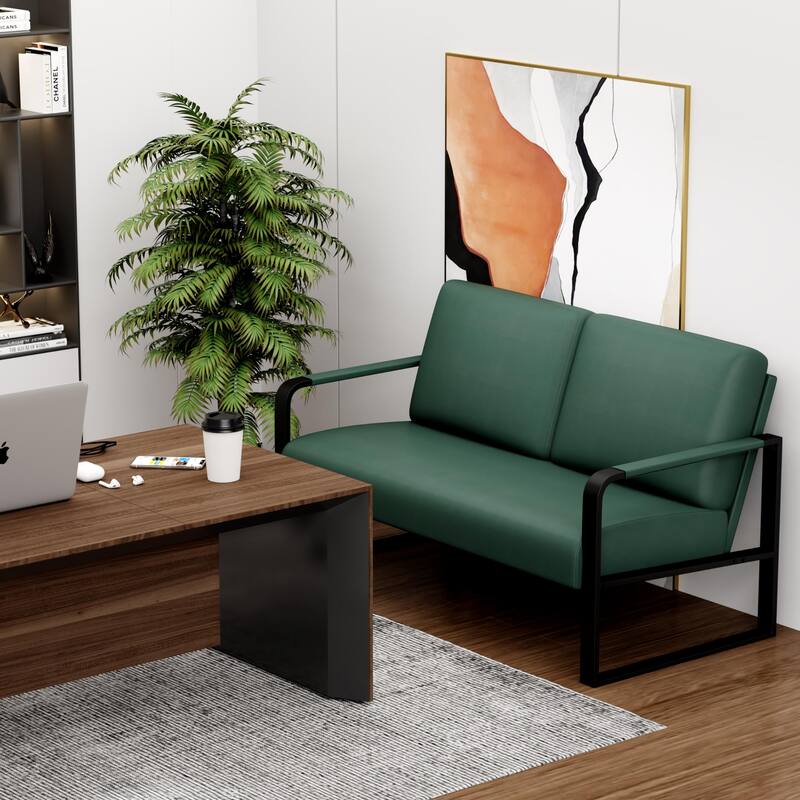 Loveseat Couch Bench Settee for Living Room, Upholstered Small Sofa Couch PU Leather Banquette Lounge Bench for Dining Room