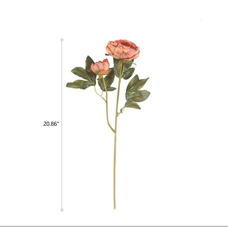 RusticReach Artificial Sophia 2-Head Peony Stem 20.8" Tall