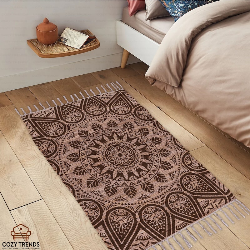 Authentic Hand-Woven Indian Cotton Rug 24''x36'' - Washable, Reversible, and Timelessly Stylish - 2'x3'