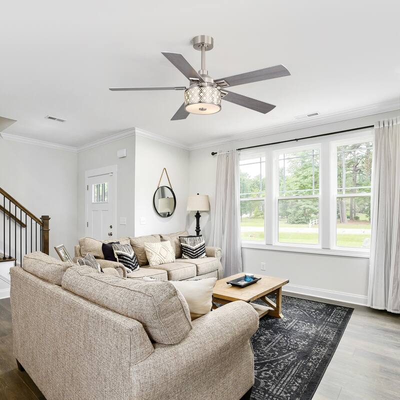 52" Reversible 5-Blade Caged Ceiling Fan with Light and Remote