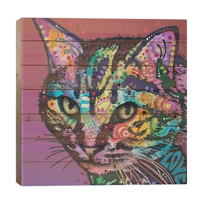 Lucy The Cat Print On Wood by Dean Russo - Multi-Color