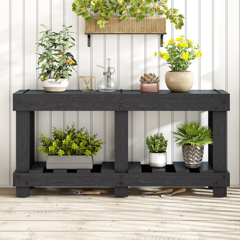 62.9" Entryway Table Console Table with Metal Rivet and Shelf