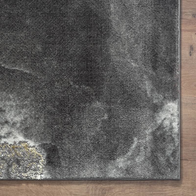 Abani Luna Contemporary Marble Metallic Gold Area Rug