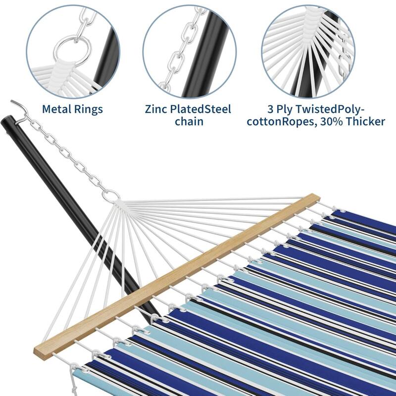 Outdoor Portable 475lbs Capacity Double Hammock with Stand for Patio Backyard Poolside