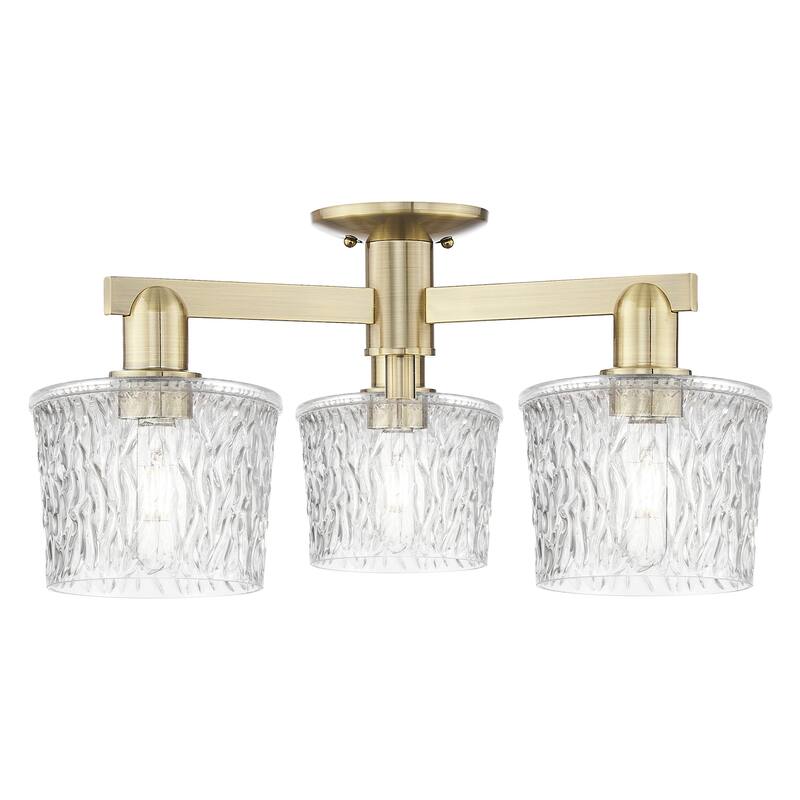 Innovations Lighting 716-3F-11-24 Niagara Semi-Flush Niagara 3 Light - Antique Brass / Clear