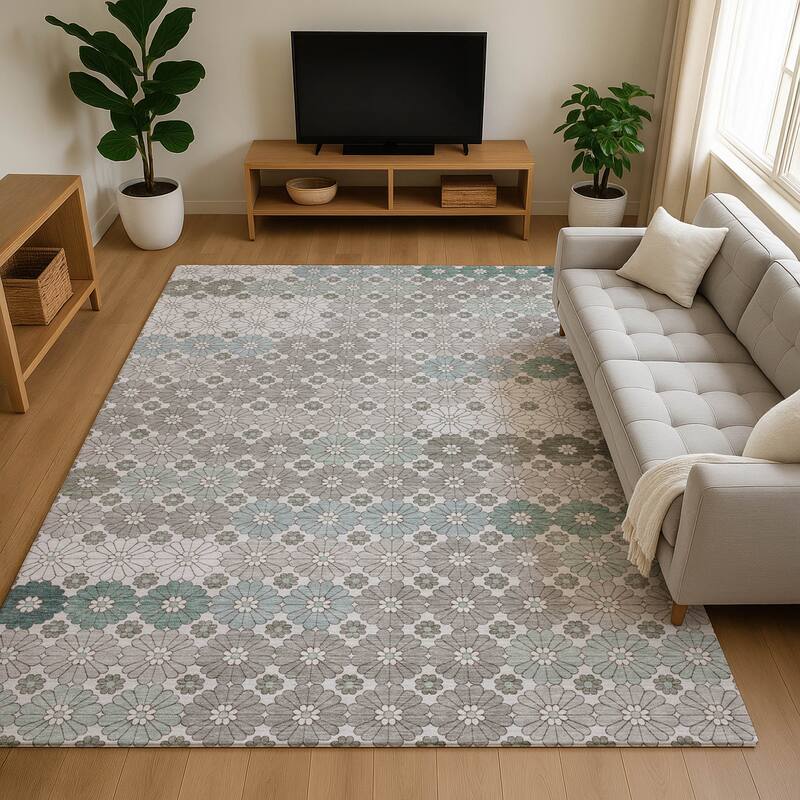 Premium Washable Super Soft Whimsy Mosaic Mayfield Rug - Taupe - 10' x 14'