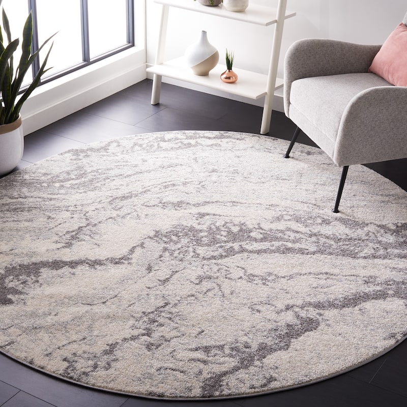 SAFAVIEH Tulum Ludie Bohemian & Eclectic Rug - 6'7" Round - Ivory/Grey
