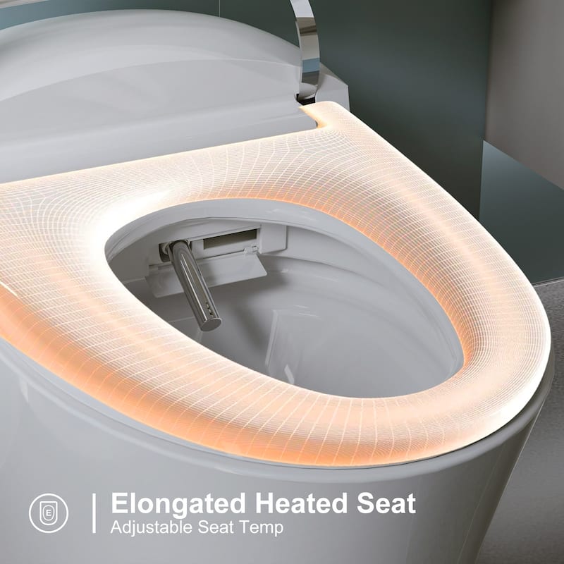 HOROW T16 Tankless Elongated Smart Bidet Toilet with Heated Seat, Warm Water Washing and Remote Control - 12" Rough in