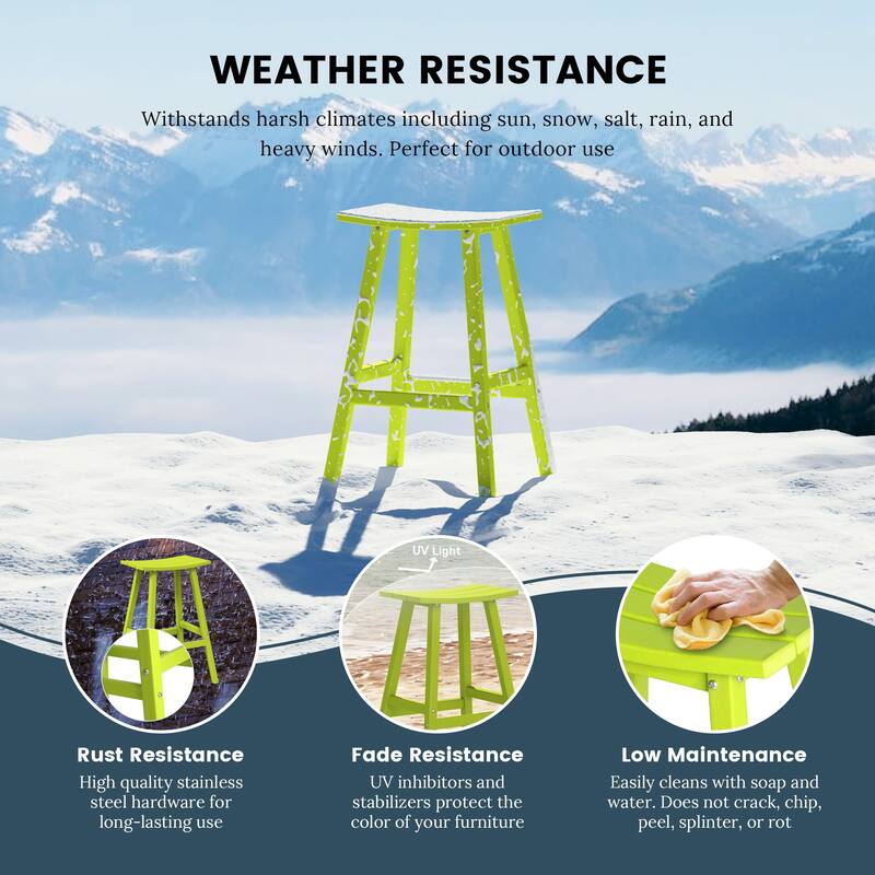 Laguna Hdpe All Weather Outdoor Patio 29" Saddle Seat Bar Stool (Set Of 3)
