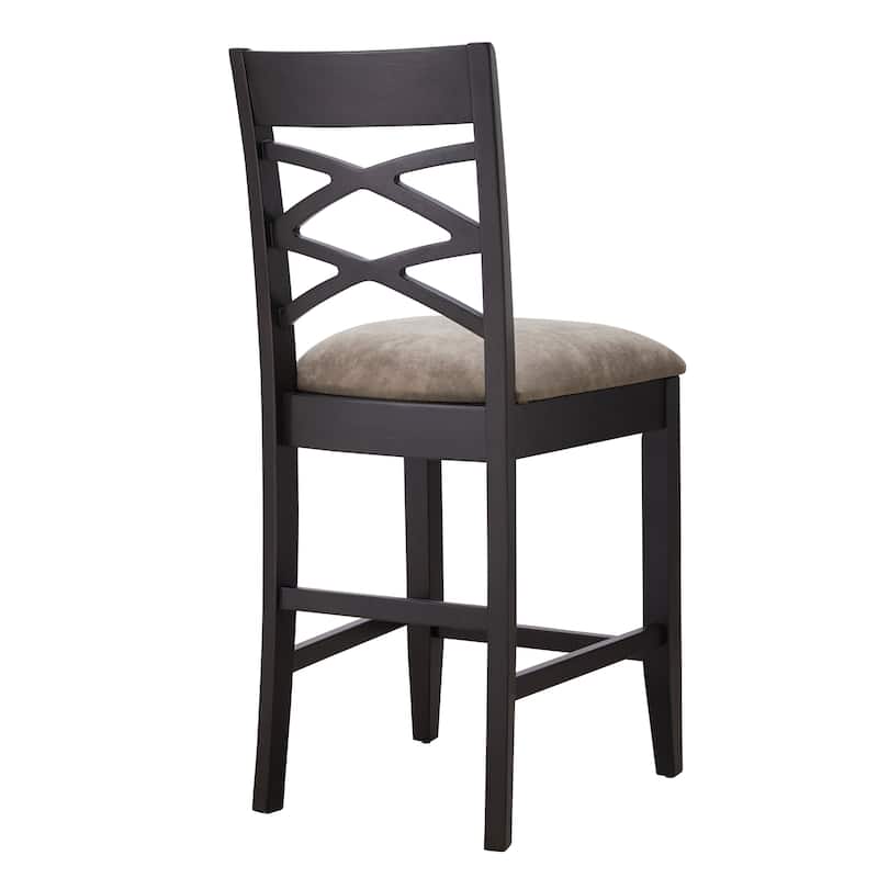 KD Furnishings Moss Heather Seat Wood Double Crossback Counter-height Stools (Set of 2)