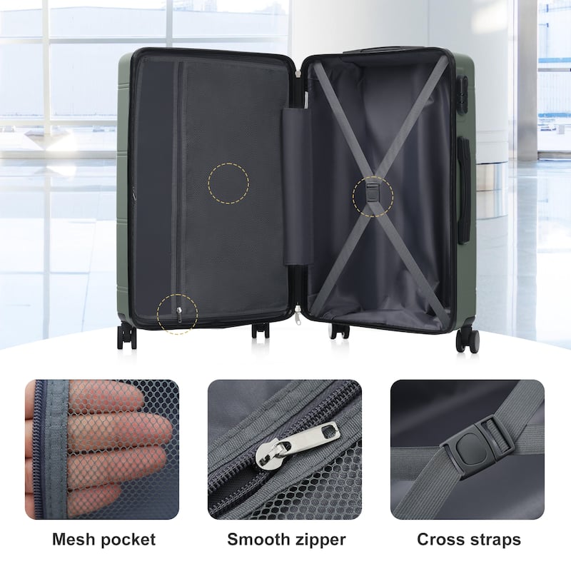 6 Piece Luggage Set, with Double Spinner Wheels Handle Password Lock, 14 IN Cosmetic Case 20/24/28 IN Luggages with Bag