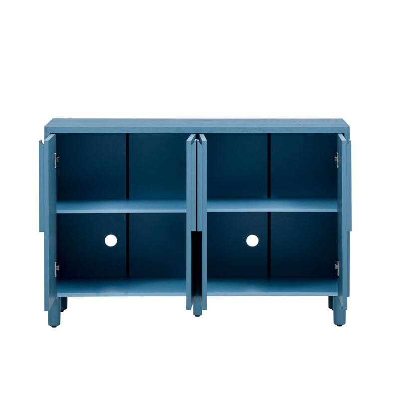 4 Doors Buffet Cabinet, Wood Sideboard with Unique Arc Handles and Adjustable Shelves for Stylish Storage