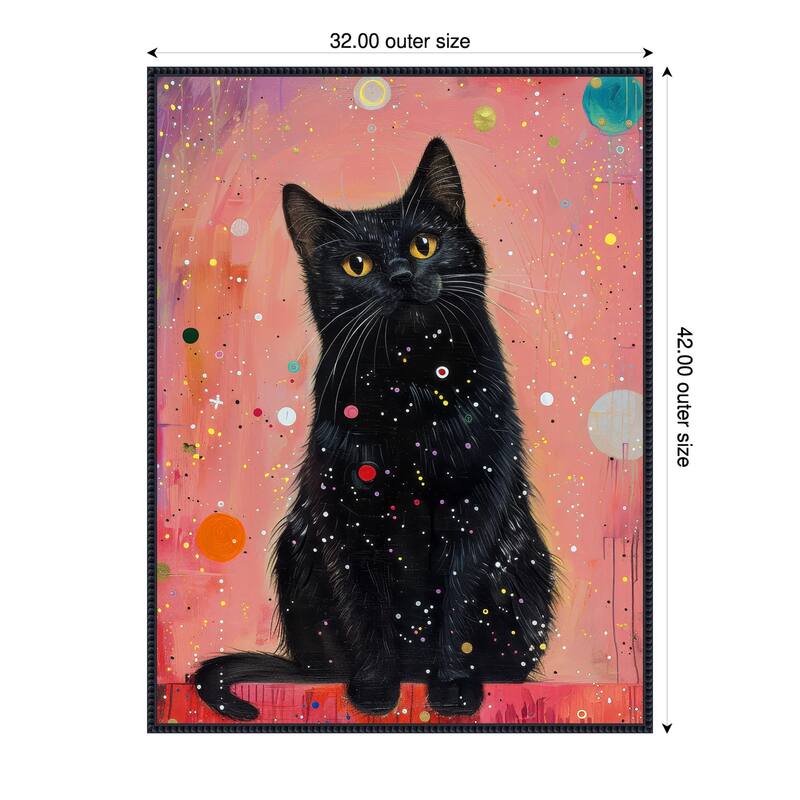 Candy Cat the Star Illustration by Justyna Jaszke Framed Canvas Wall Art - 32 x 42 in