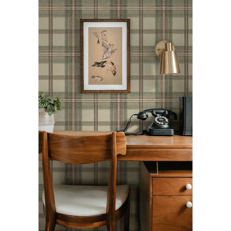 Harry & Grace Herringbone Plaid Premium Matte Non-Woven Peel and Stick Wallpaper