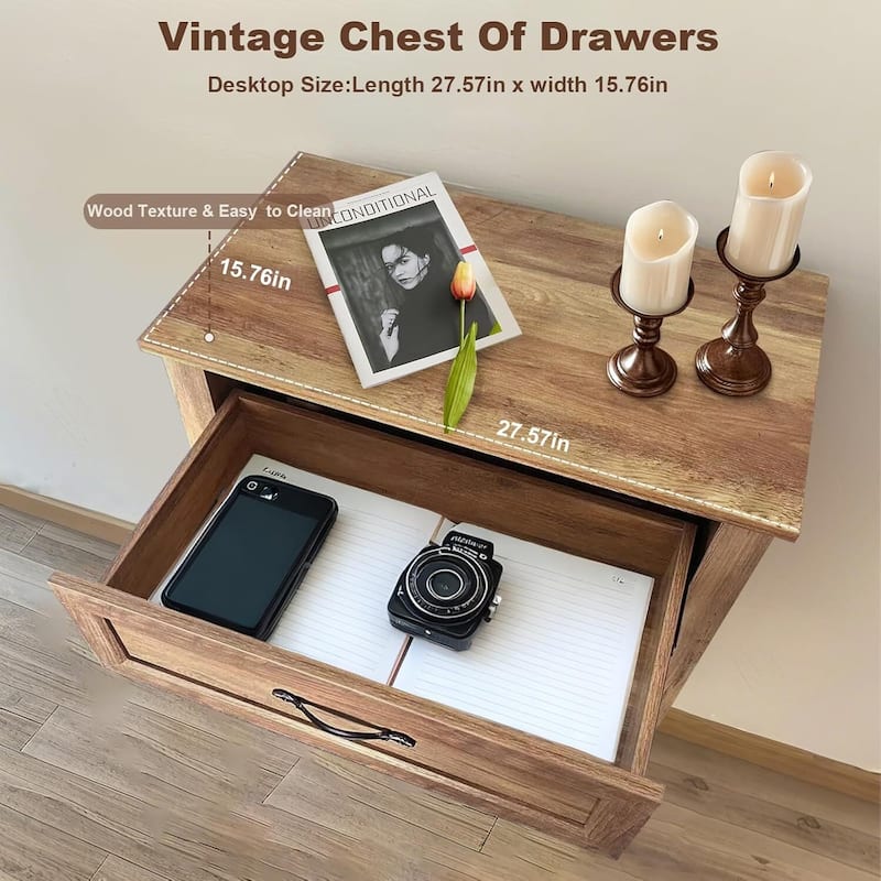 Vintage 5 Drawer Dresser Storage Organizer for Closet Living Room