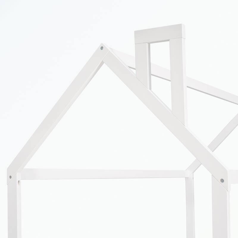 Twin Size Wood Bed House Bed Frame with Fence