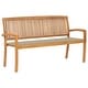 preview thumbnail 1 of 7, vidaXL Stacking Patio Bench with Cushion 62.6" Solid Teak Wood - 62.6" x 22.6" x 35.4"