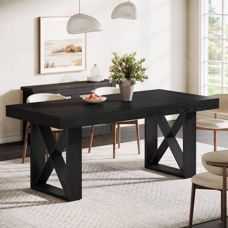 63-Inch Rectangle Dining Table, Farmhouse Kitchen Table for Home