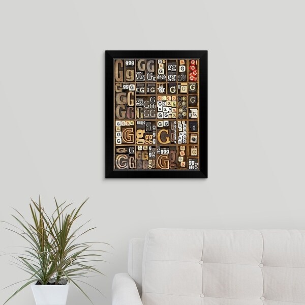 "Letter G, Letterpress" Black Framed Print