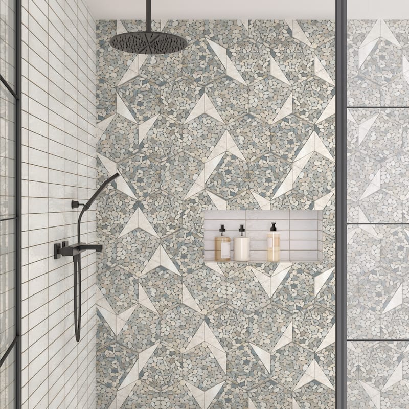 Daltile Pebble Oasis Natural Stone Tri-Hex Pebble Mosaic 11" x 10" (17 PC per Carton) (10.89 SQFT per Carton)