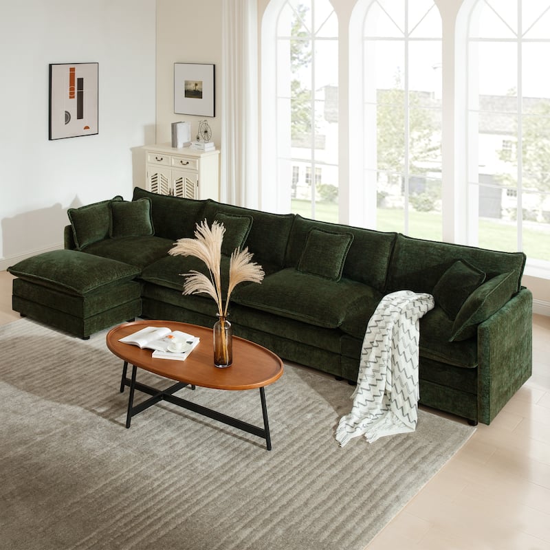 Cloud Chenille Upholstered Modular Sectional Sofa with DIY Combination Design