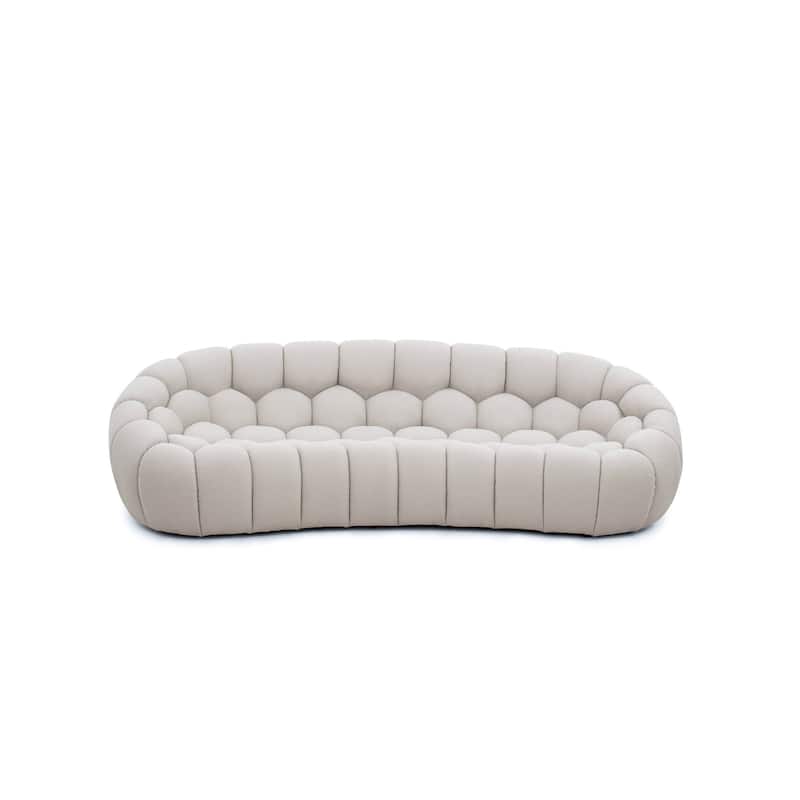 Divani Casa Yolonda Modern Curved Beige Fabric Sofa