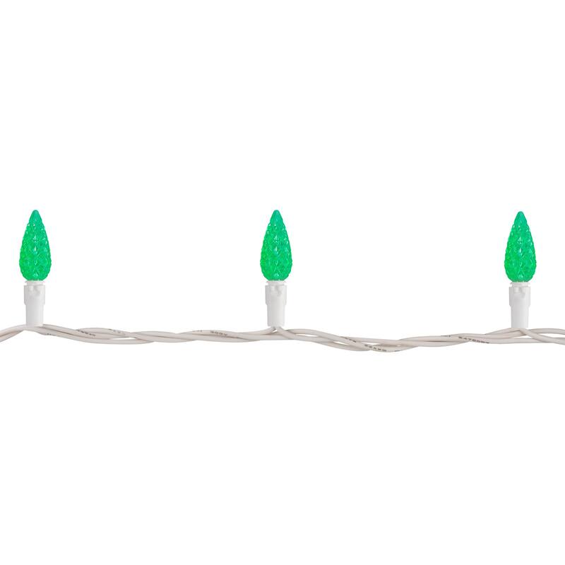 LED C6 Faceted Christmas Lights - Green - 22.5' White Wire - 70ct