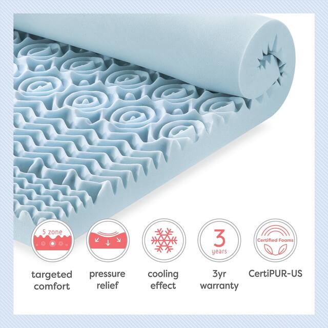 4 Inch 5-Zone Memory Foam Mattress Topper with Cooling Gel Infusion