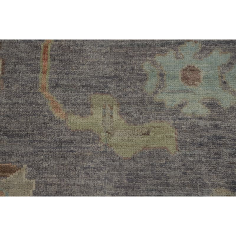 Vegetable Dye Wool Oushak Turkish Area Rug, Floral Geometric Carpet - 9' 9'' X 8' 0''