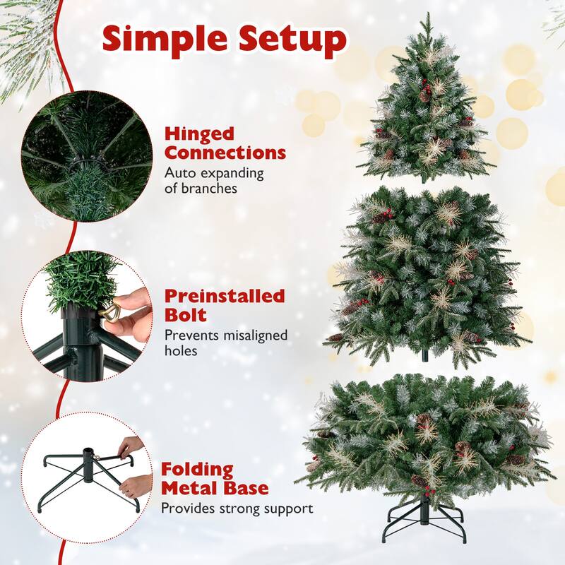 Costway 5/6/7 FT Artificial Christmas Tree with 602/806/1072 Branch - Green - See Details