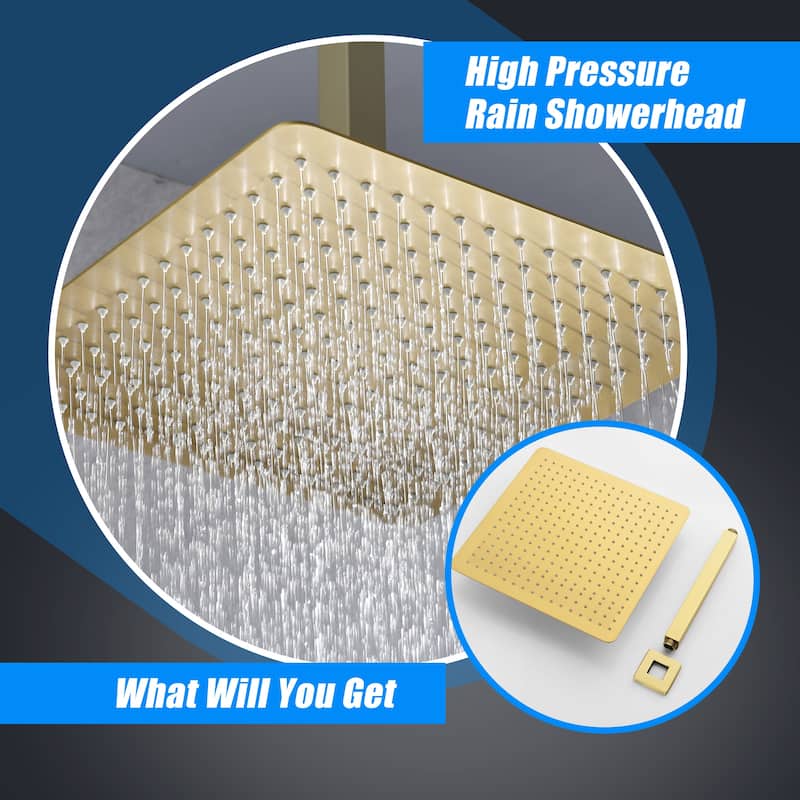 16" Square High Pressure Rain Shower Head,304 Stainless Steel Rain Shower Head