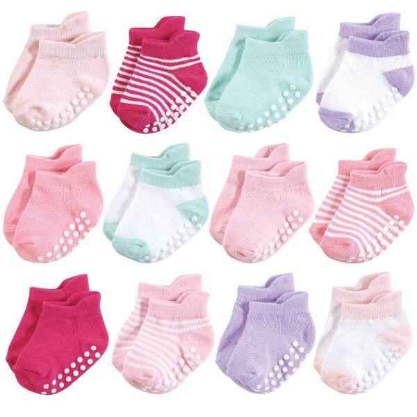 slide 1 of 1, Hudson Baby Infant Girl Non-Skid No-Show Socks, Pink Lilac Pink Lilac - 12-24 Months