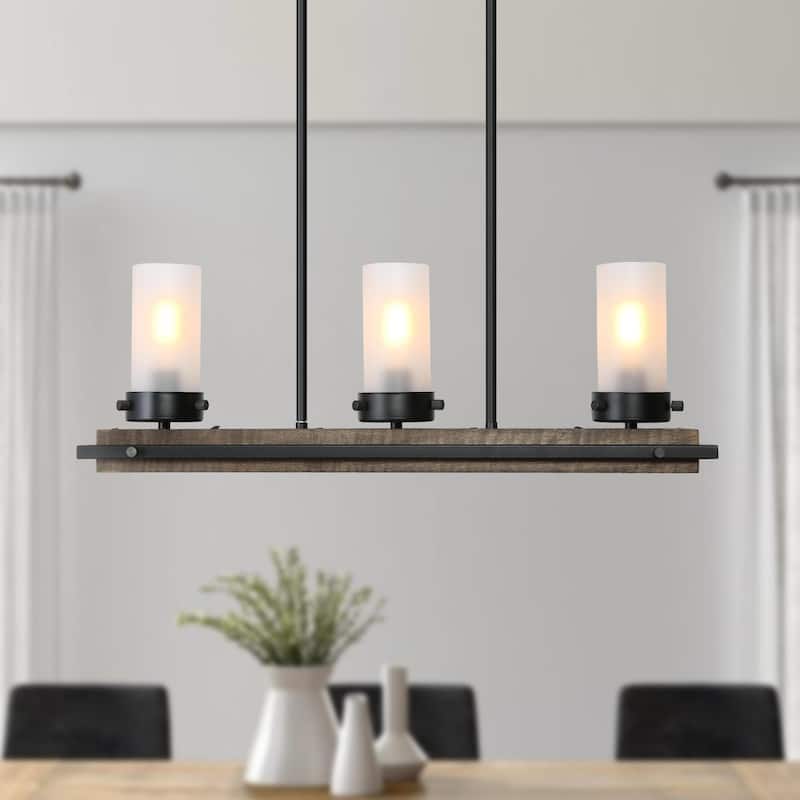 Modern Farmhouse 3-Light Linear Chandelier Pendant Light for Kitchen Island - L28.5"x W4.5"x H 9.5"