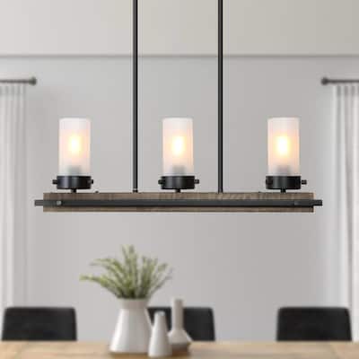 Modern Farmhouse 3-Light Linear Chandelier Pendant Light for Kitchen Island - L28.5"x W4.5"x H 9.5"
