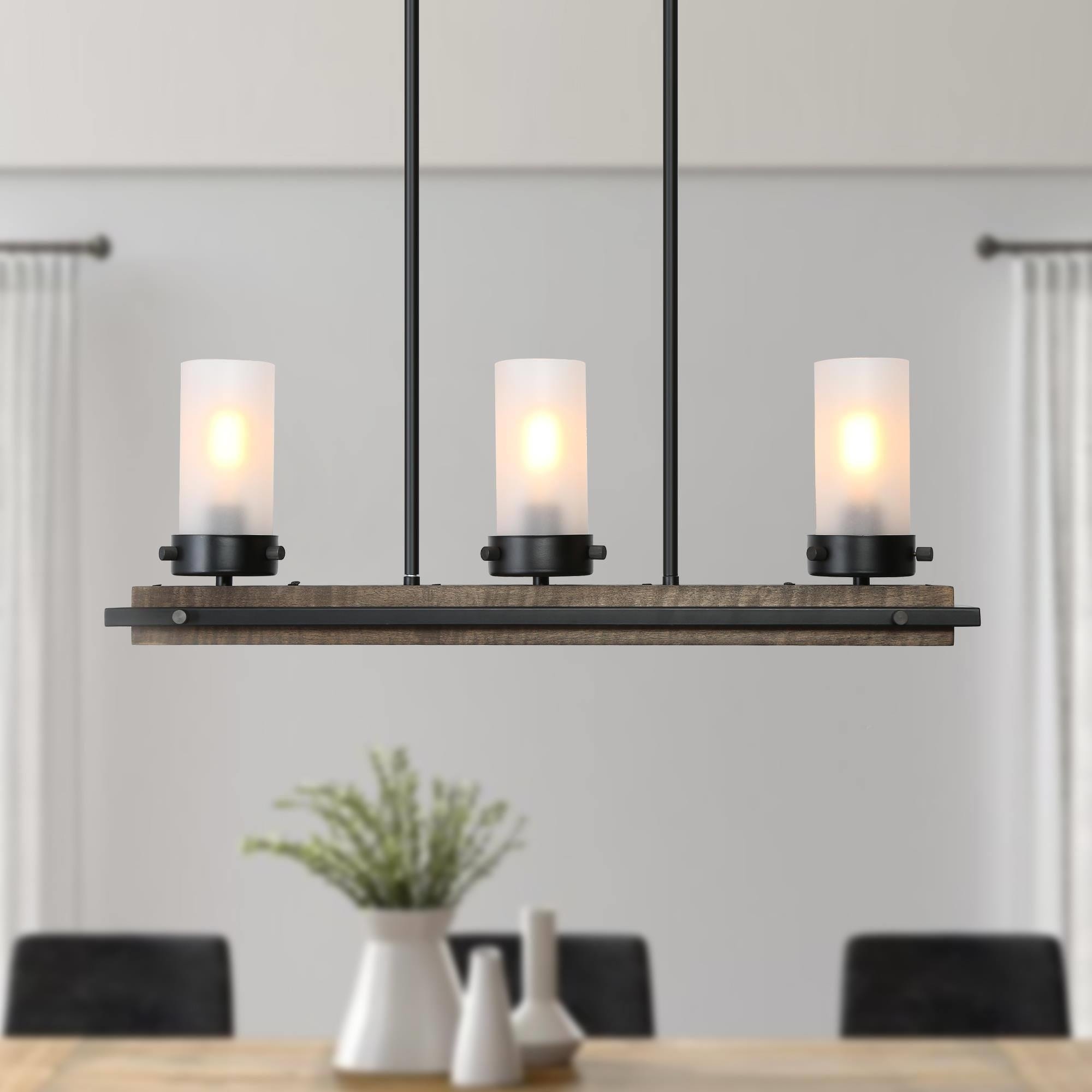 Modern Farmhouse 3-Light Linear Chandelier Pendant Light for Kitchen Island - L28.5"x W4.5"x H 9.5"