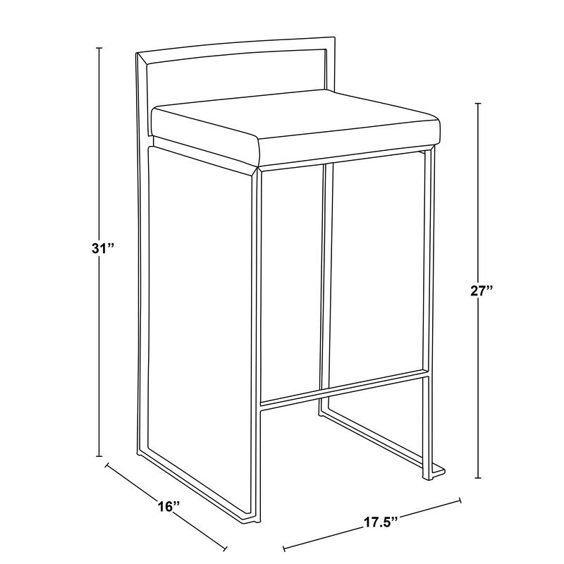 Porch & Den Forrest Contemporary Black Stackable Fully Welded Counter Stool (Set of 2)