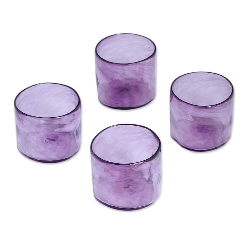 Handmade Twilight Storm Recycled Glass Juice Glasses (Set Of 4) Mexico - 2.9" H x 3.1" Diam.