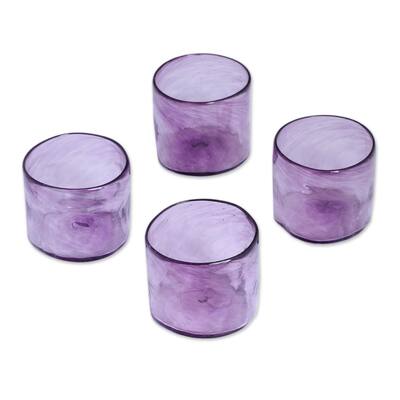 Handmade Twilight Storm Recycled Glass Juice Glasses (Set Of 4) Mexico - 2.9" H x 3.1" Diam.