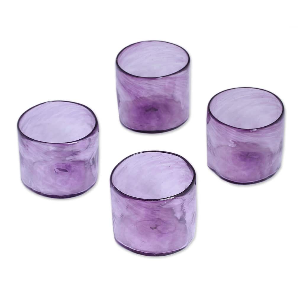 Handmade Twilight Storm Recycled Glass Juice Glasses (Set Of 4) Mexico - 2.9" H x 3.1" Diam.