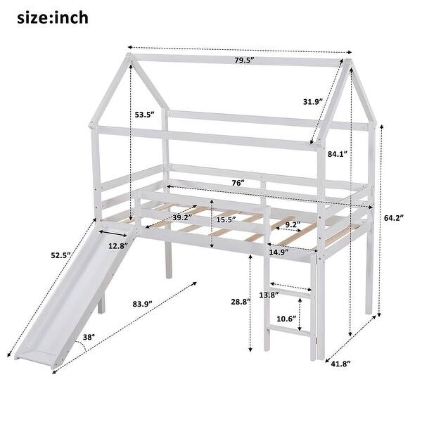 Twin Size House Loft Bed with Slide and Ladder - Bed Bath & Beyond ...