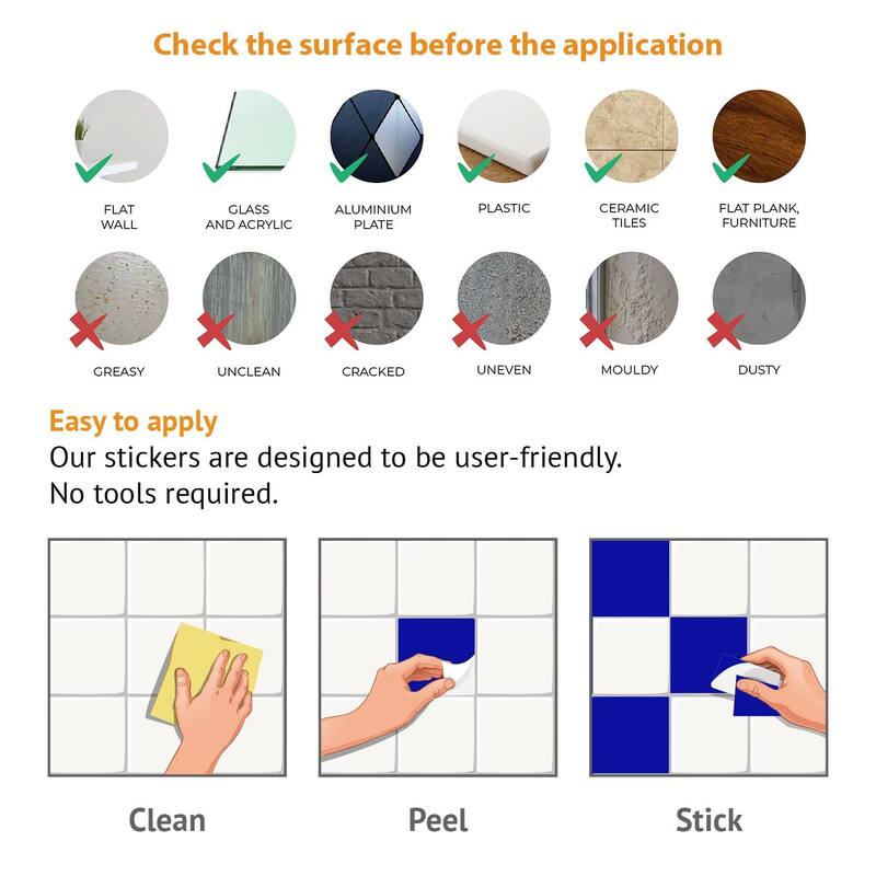 Mother Pearl Blue Jewel Large Mosaic Backsplash Tile Stickers