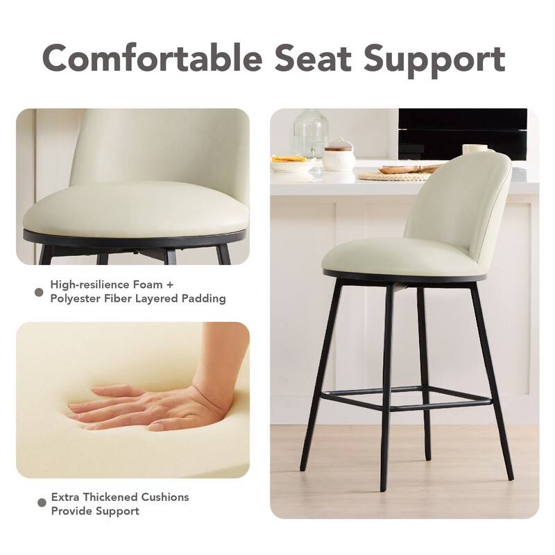 Beverly Swivel Counter Bar Stool Set 26 in Barstools with Metal Frame