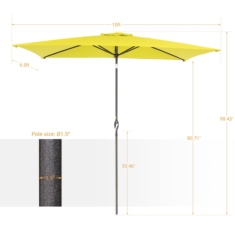 BONOSUKI Aluminum 10 x 6.5ft Patio Market Umbrella,Tilt and Crank